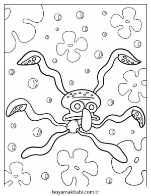 Squidward boyama sayfası – çocuklar için, çizgi film temalı