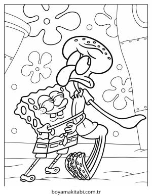 Squidward boyama sayfası – el becerilerini geliştirir, boyama çalışması