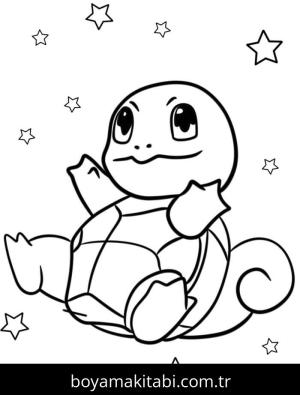 Squirtle boyama sayfası – çocuk aktivitesi, PDF indir