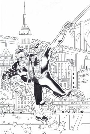 Stan Lee boyama sayfası,  coloring page, Stan Lee Örümcek Adam ile Tanışıyor, 