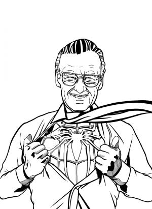 Stan Lee boyama sayfası,  coloring page, Stan Lee Örümcek Adam, 