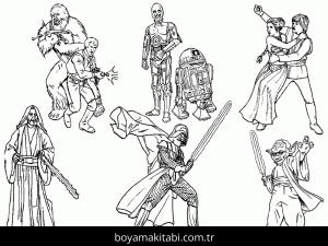 Star Wars boyama sayfası – çizgi film temalı, basit çizim