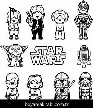 Star Wars boyama sayfası – sevimli karakter, sanatsal çalışma