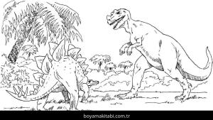 Stegosaurus Dinazor boyama sayfası,  coloring page, , Stegosaurus And Tyrannosaurus