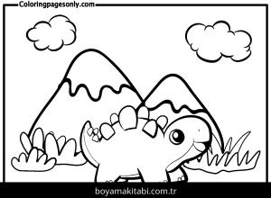Stegosaurus Dinazor boyama sayfası,  coloring page, , Dinosaur With Mountain