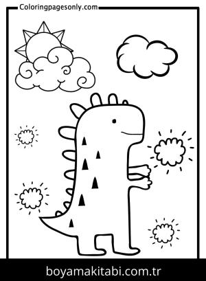 Stegosaurus Dinazor boyama sayfası,  coloring page, , Dinosaur In The Beautiful Day1