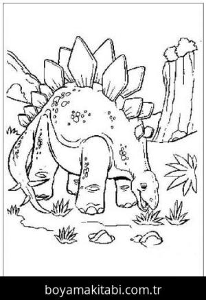 Stegosaurus Dinazor boyama sayfası,  coloring page, , Stegosaurus Is Eating The Grass