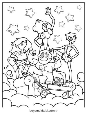 Steven Universe boyama sayfası – basit çizim, kolay boyama