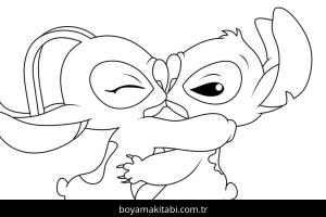 Stitch ve Angel boyama sayfası – renkli çizimler, okul öncesi