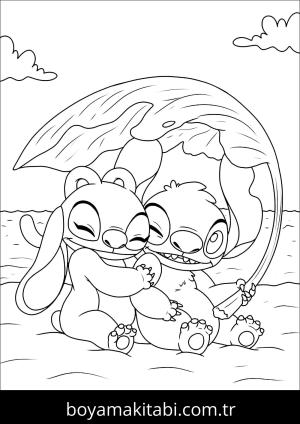 Stitch ve Angel boyama sayfası – boyama etkinliği, çocuk aktivitesi