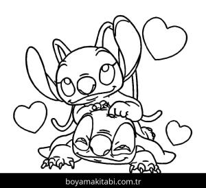 Stitch ve Angel boyama sayfası – çocuk aktivitesi, PDF indir