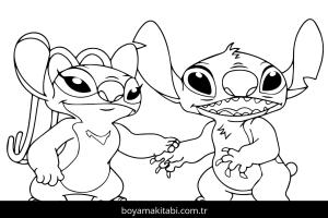 Stitch ve Angel boyama sayfası – boyama çalışması, yaratıcılığı geliştirir