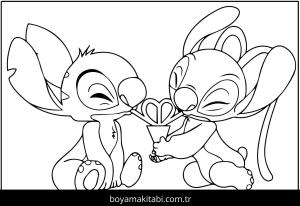 Stitch ve Angel boyama sayfası – çocuk aktivitesi, PDF indir