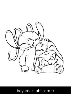 Stitch ve Angel boyama sayfası – okul öncesi, evde etkinlik