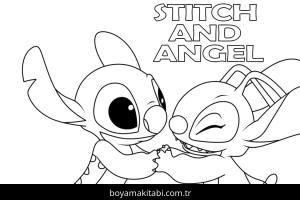 Stitch ve Angel boyama sayfası – yaratıcılığı geliştirir, keyifli zaman