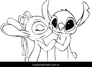 Stitch ve Angel boyama sayfası – sanatsal çalışma, çocuklar için