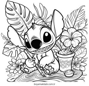 Stitch boyama sayfası – keyifli zaman, renkli çizimler