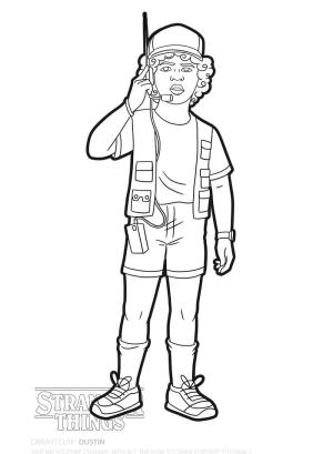 Stranger Things boyama sayfası,  coloring page, Dustin Stranger Şeyler sevimli, 