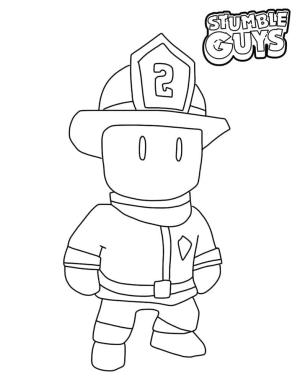 Stumble Guys boyama sayfası,  coloring page, Stumble Guys İtfaiye Meşalesi, 