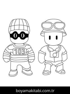 Stumble Guys boyama sayfası – çizgi film temalı, basit çizim