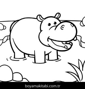 Su Aygırı boyama sayfası – çocuklar için, çizgi film temalı