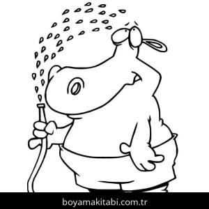 Su Aygırı boyama sayfası – sevimli karakter, sanatsal çalışma