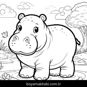 Su Aygırı boyama sayfası – ücretsiz yazdır, boyama etkinliği