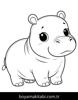 Su Aygırı boyama sayfası – çizgi film temalı, basit çizim