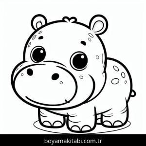 Su Aygırı boyama sayfası – çizgi film temalı, basit çizim