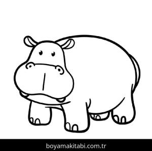 Su Aygırı boyama sayfası – kolay boyama, eğitici aktivite
