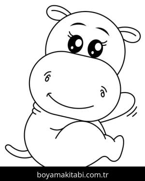 Su Aygırı boyama sayfası – basit çizim, kolay boyama