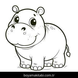 Su Aygırı boyama sayfası – PDF indir, sevimli karakter