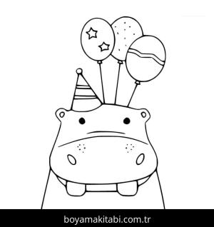 Su Aygırı boyama sayfası – çocuklar için, çizgi film temalı