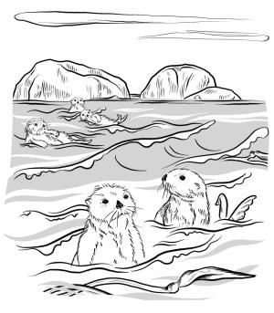 Su Samuru boyama sayfası, Otters coloring page, , otters sea otters 