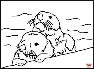 Su Samuru boyama sayfası, Otters coloring page, , otters northern sea otter 