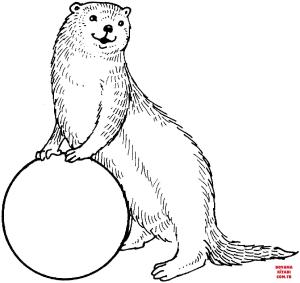 Su Samuru boyama sayfası, Otters coloring page, , otters otter and a ball 