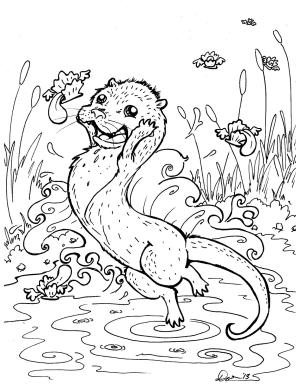 Su Samuru boyama sayfası, Otters coloring page, Komik su samuru, 