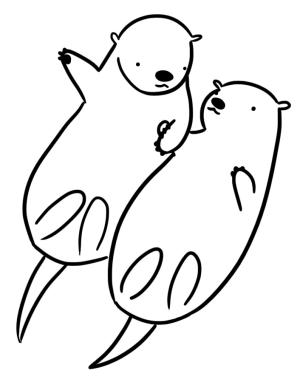 Su Samuru boyama sayfası, Otters coloring page, Pofuduk su samurları, 