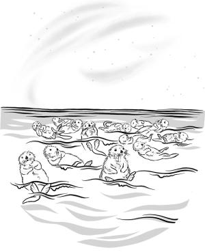 Su Samuru boyama sayfası, Otters coloring page, , otters raft of sea otters 