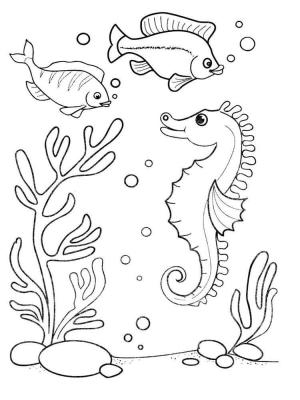 Sualtı Dünyası boyama sayfası,  coloring page, Sualtı Dünyası Görüntü Anahatlarını Yazdırın, 