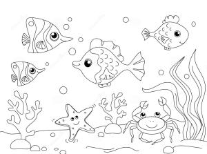 Sualtı Dünyası boyama sayfası,  coloring page, Sualtı Dünyası Anahat, 