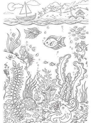 Sualtı Dünyası boyama sayfası,  coloring page, Çocuklar İçin Sualtı Dünyasını Yazdır, 