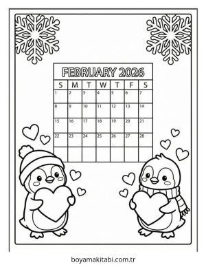 Şubat Ayı boyama sayfası – yaratıcılık, eğlenceli etkinlik