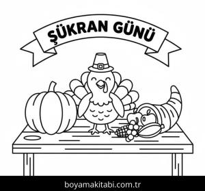 Şükran günü boyama sayfası – keyifli zaman, renkli çizimler