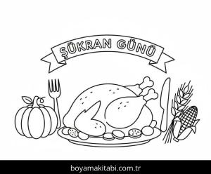 Şükran günü boyama sayfası – kolay boyama, eğitici aktivite