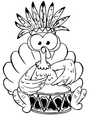 Şükran günü boyama sayfası,  coloring page, Türkiye davul çalıyor, 