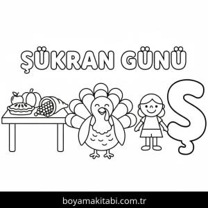 Şükran günü boyama sayfası – basit çizim, kolay boyama