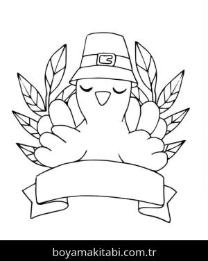 Şükran günü boyama sayfası – çocuklar için, çizgi film temalı