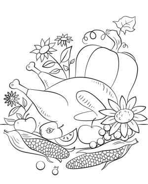 Şükran günü boyama sayfası,  coloring page, Şükran Günü Yiyecekleri, 