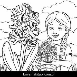 Sümbül boyama sayfası – PDF indir, sevimli karakter